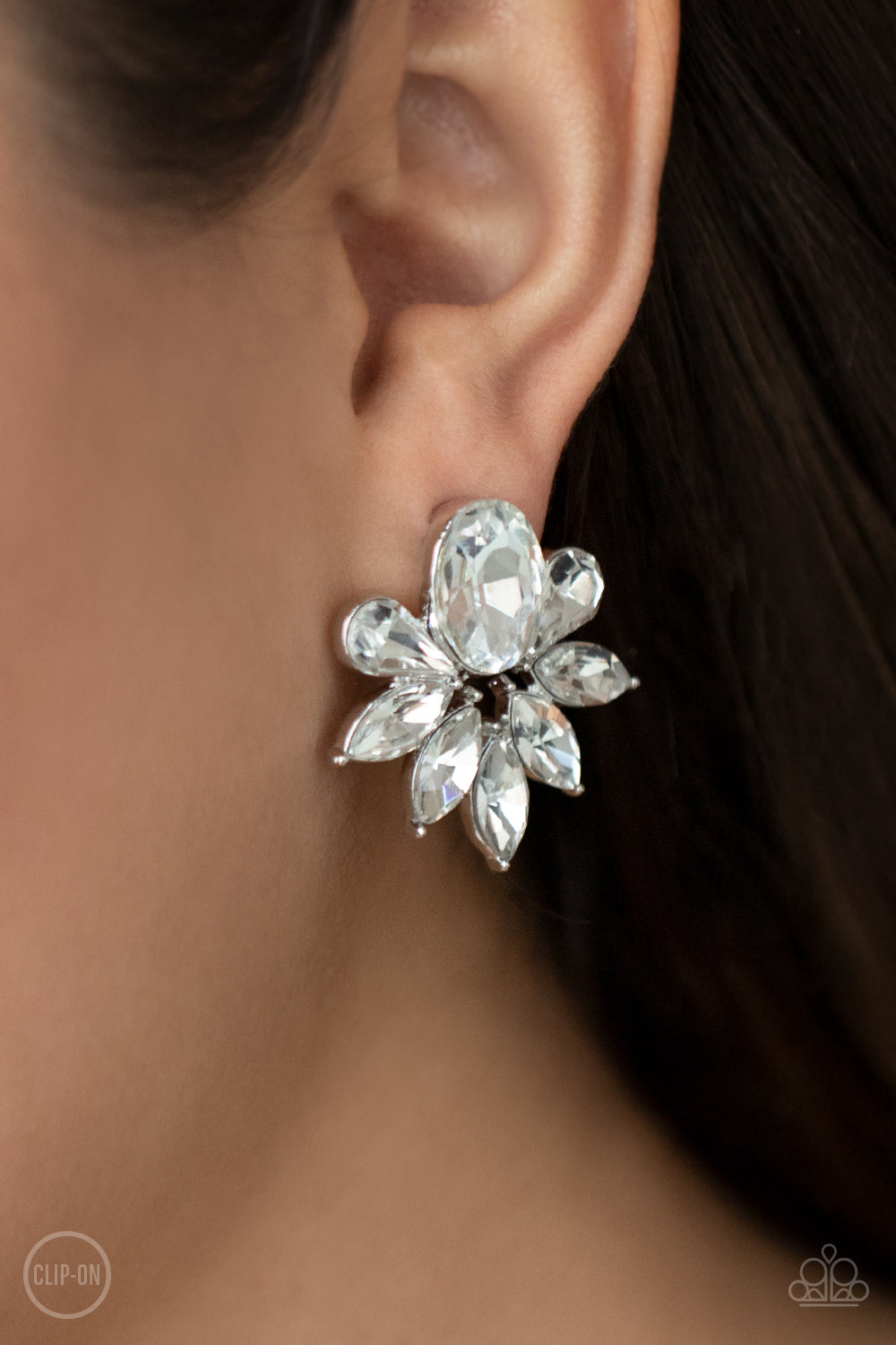 Paparazzi Fearless Finesse - White Clip-On Earrings