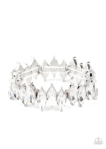 Paparazzi Fiercely Fragmented - White Stretchy Bracelet