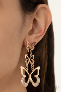 Paparazzi Flamboyant Flutter - Gold Butterfly Earrings
