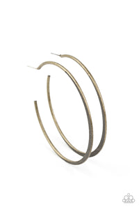 Paparazzi Flat Spin - Brass Hoop Earrings