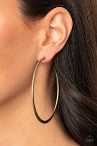 Paparazzi Flat Spin - Brass Hoop Earrings