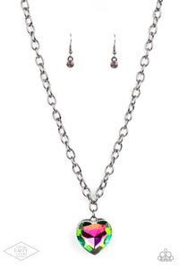 Paparazzi Flirtatiously Flashy - Multi Heart Necklace (Pink Diamond Exclusive)