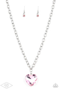 Paparazzi Flirtatiously Flashy - Pink Heart Necklace