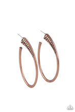 Load image into Gallery viewer, Paparazzi Fully Loaded - Copper Hoop Earrings
