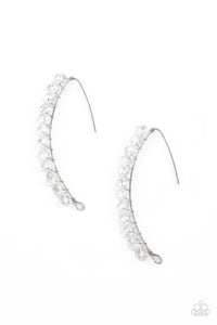 Paparazzi GLOW Hanging Fruit - White Iridescent Earrings