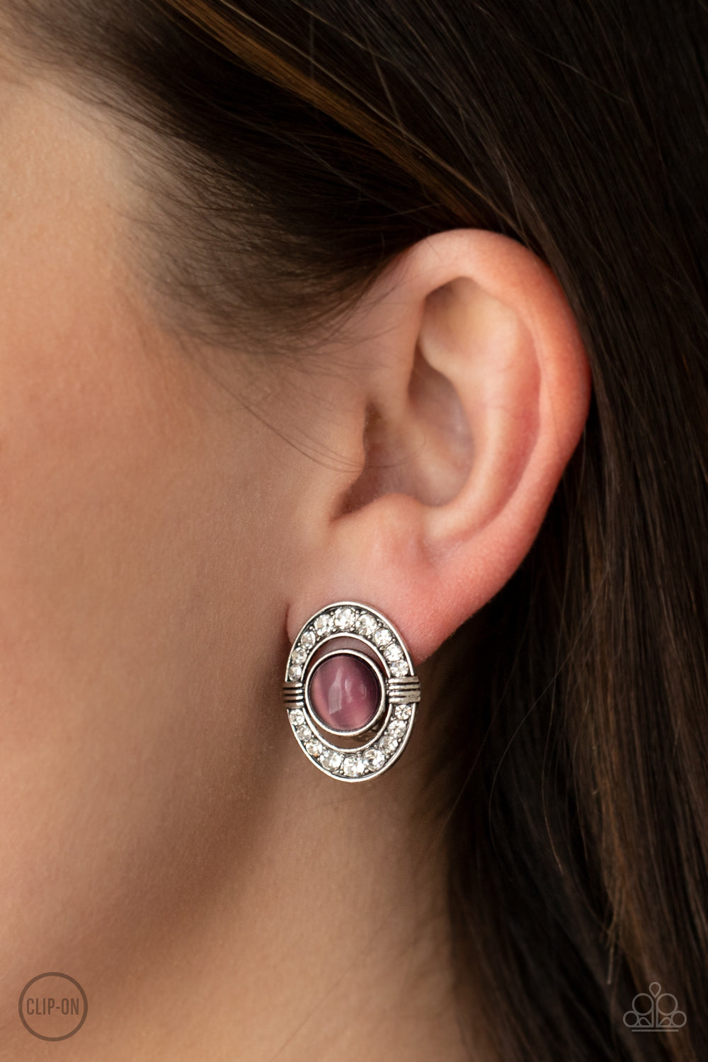 Paparazzi GLOW of Force - Purple Clip-On Earrings