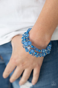 Paparazzi Girly Girl Glimmer - Blue Coil Bracelet