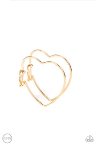 Paparazzi Harmonious Hearts - Gold Clip-On Earrings