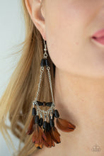 Load image into Gallery viewer, Paparazzi Haute Hawk - Black Feather Earrings
