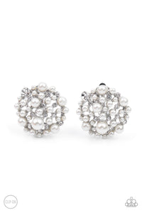 Paparazzi Head To Toe Twinkle - White Pearl Clip-On Earrings