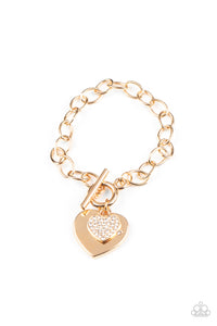 Paparazzi Heartbeat Bedazzle - Gold Bracelet