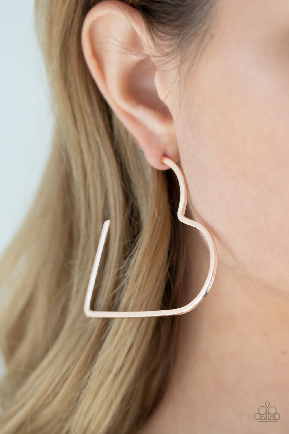 Paparazzi I HEART a Rumor - Rose Gold Heart Hoop Earrings