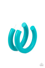 Load image into Gallery viewer, Paparazzi I WOOD Walk 500 Miles - Blue Wooden Hoop Earrings
