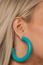 Load image into Gallery viewer, Paparazzi I WOOD Walk 500 Miles - Blue Wooden Hoop Earrings
