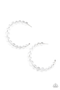 Paparazzi In The Clear - White Acrylic Hoop Earrings