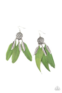 Paparazzi In Your Wildest DREAM-CATCHERS - Green Feather Earrings
