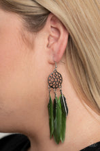 Load image into Gallery viewer, Paparazzi In Your Wildest DREAM-CATCHERS - Green Feather Earrings
