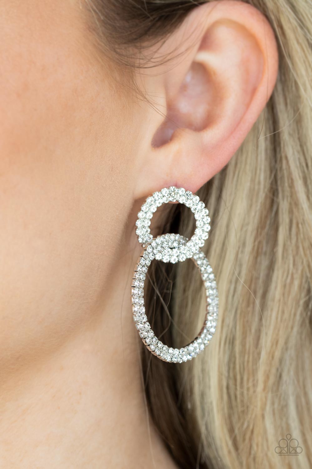 Paparazzi Intensely Icy - White Post Earrings