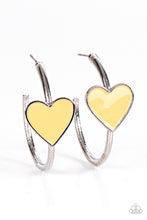 Load image into Gallery viewer, Paparazzi Kiss Up - Yellow Heart Hoop Earrings

