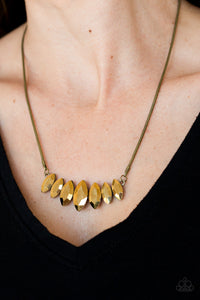 Paparazzi Leading Lady - Black/Brass Necklace