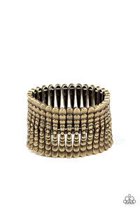 Paparazzi Level The Field - Brass Stretch Bracelet