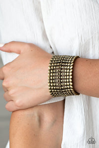 Paparazzi Level The Field - Brass Stretch Bracelet