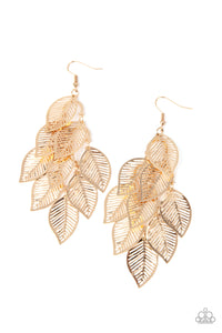 Paparazzi Limitlessly Leafy - Gold Leaf Earrings