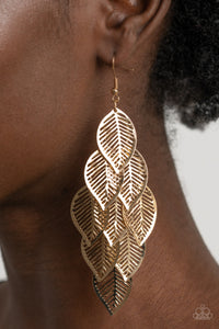 Paparazzi Limitlessly Leafy - Gold Leaf Earrings