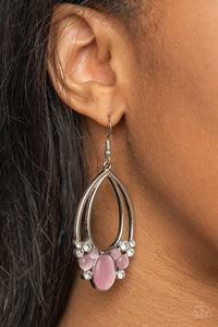 Paparazzi Look Into My Crystal Ball - Pink Cat's Eye Earrings