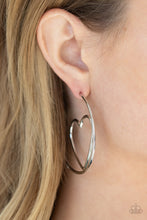 Load image into Gallery viewer, Paparazzi Love At First BRIGHT - Silver Heart Hoop Earrings
