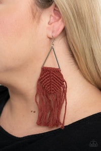 Paparazzi Macrame Jungle - Brown Macrame Earrings