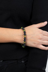 Paparazzi Molten Mogul - Green Beaded Bracelet