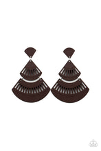 Load image into Gallery viewer, Paparazzi Oriental Oasis - Brown Wooden Earrings
