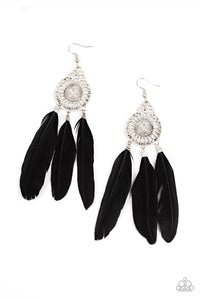Paparazzi Pretty in PLUMES - Black Feather Earrings