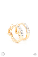 Load image into Gallery viewer, Paparazzi Ready, Steady, GLOW - Gold Clip-On Hoop Earrings

