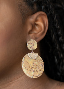 Paparazzi Really Retro-politan - Yellow Acrylic Earrings