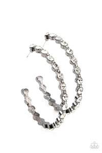 Paparazzi Royal Reveler - Black Hoops Earrings