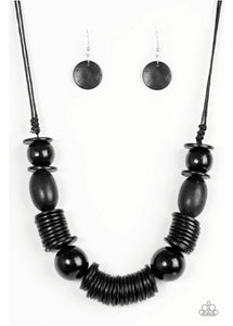 Paparazzi You Better BELIZE It! - Black Wooden Necklace