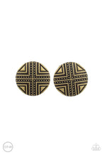 Load image into Gallery viewer, Paparazzi Shielded Shimmer - Brass Clip-On Earrings
