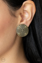 Load image into Gallery viewer, Paparazzi Shielded Shimmer - Brass Clip-On Earrings
