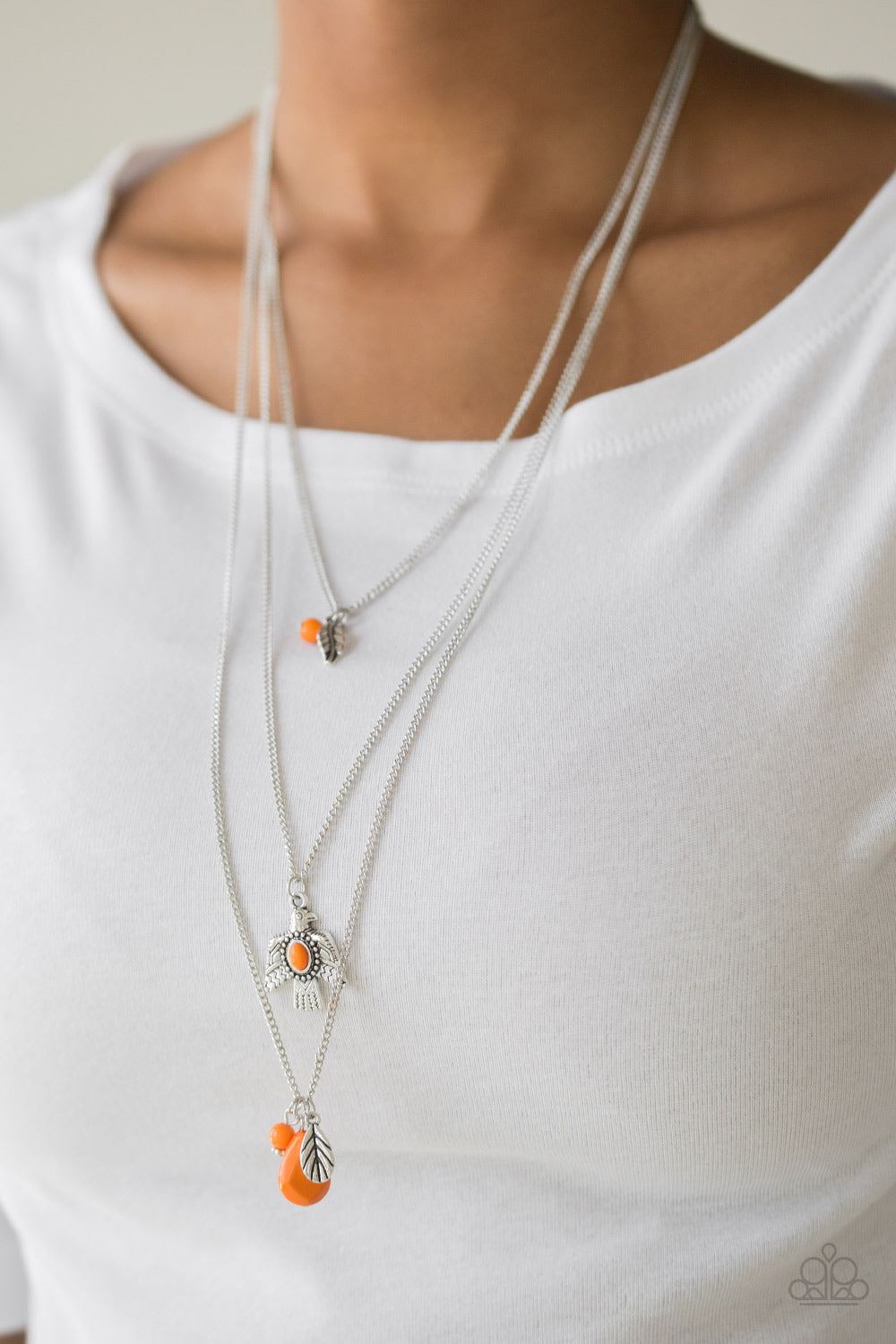 Paparazzi Soar With The Eagles - Orange Layered Necklace