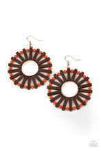 Load image into Gallery viewer, Paparazzi Solar Flare - Orange Wooden Earrings
