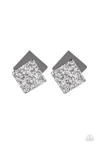 Paparazzi Square With Style - Black/Gold Square Earrings
