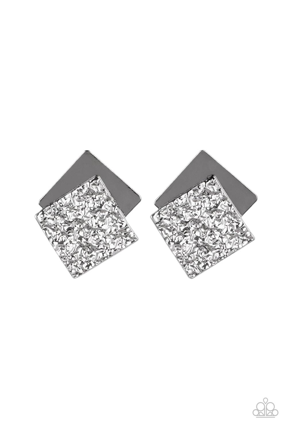 Paparazzi Square With Style - Black/Gold Square Earrings