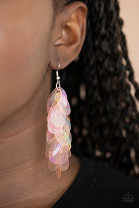 Paparazzi Stellar In Sequins - Pink Sequin Earrings