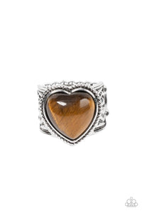 Paparazzi Stone Age Admirer - Brown Heart Ring