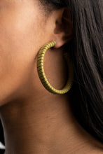 Load image into Gallery viewer, Paparazzi Suede Parade - Green/Orange Suede Hoops
