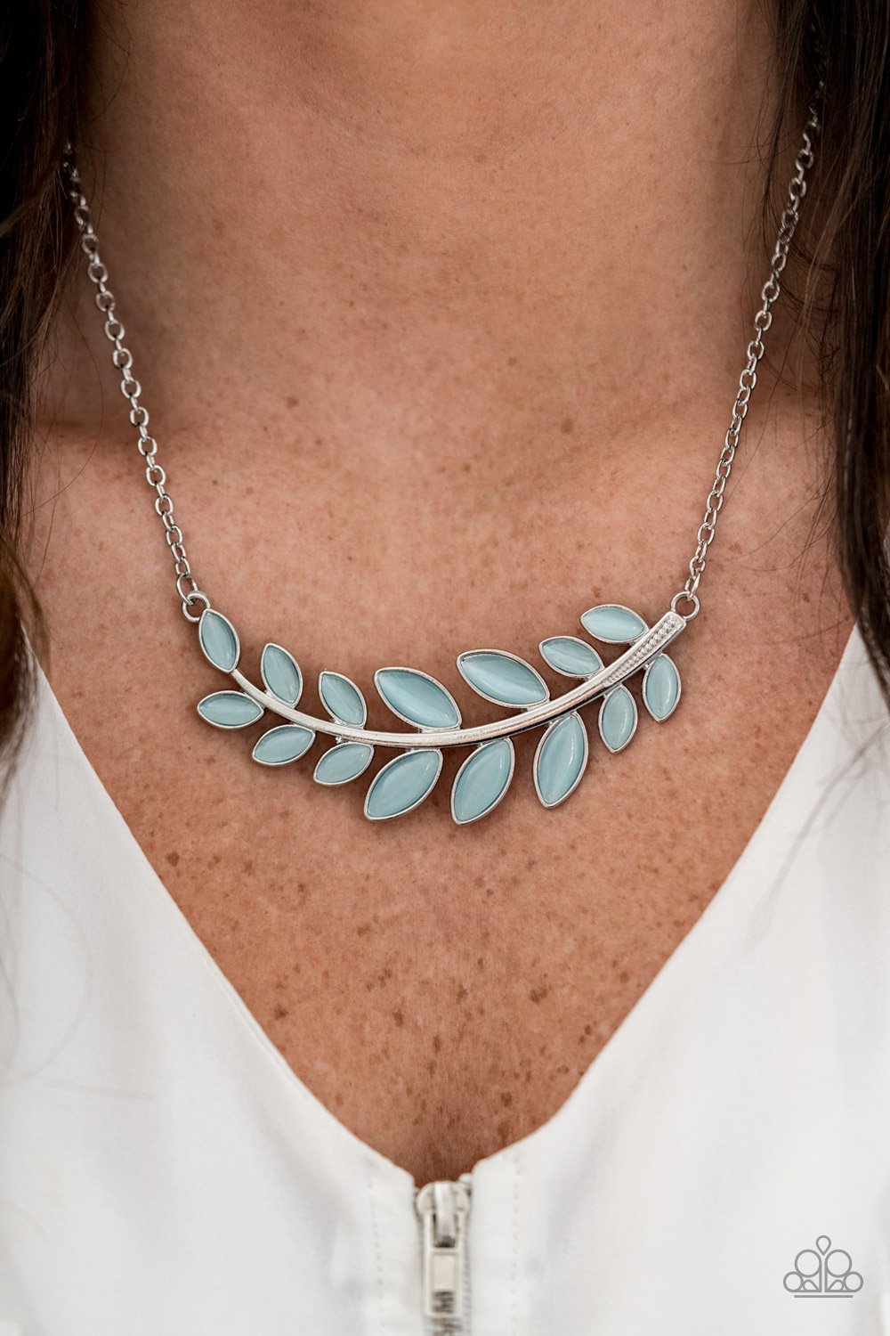 Paparazzi Frosted Foiliage - Blue Moonstone Necklace