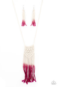 Paparazzi Surfin The Net - Pink Macrame Necklace