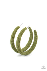 Paparazzi TWINE and Dine - Green Hoop Earrings